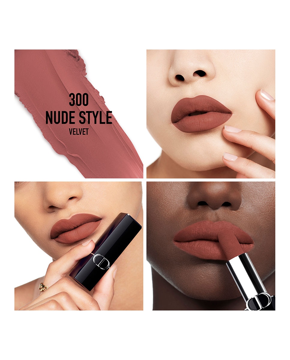Rouge Dior La Recarga Recarga de barra de labios - 2 acabados: aterciopelado y satinado - 300 Nude Style acabado aterciopelado 300 Nude Style acabado aterciopelado-2