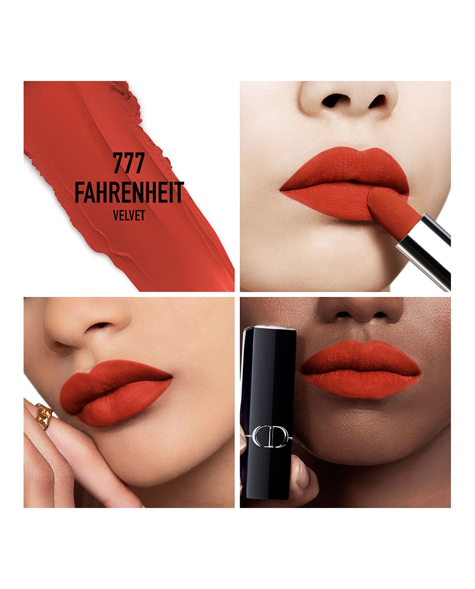 Rouge Dior La Recarga Recarga de barra de labios - 2 acabados: aterciopelado y satinado - 777 Fahrenheit acabado aterciopelado 777 Fahrenheit acabado aterciopelado-2