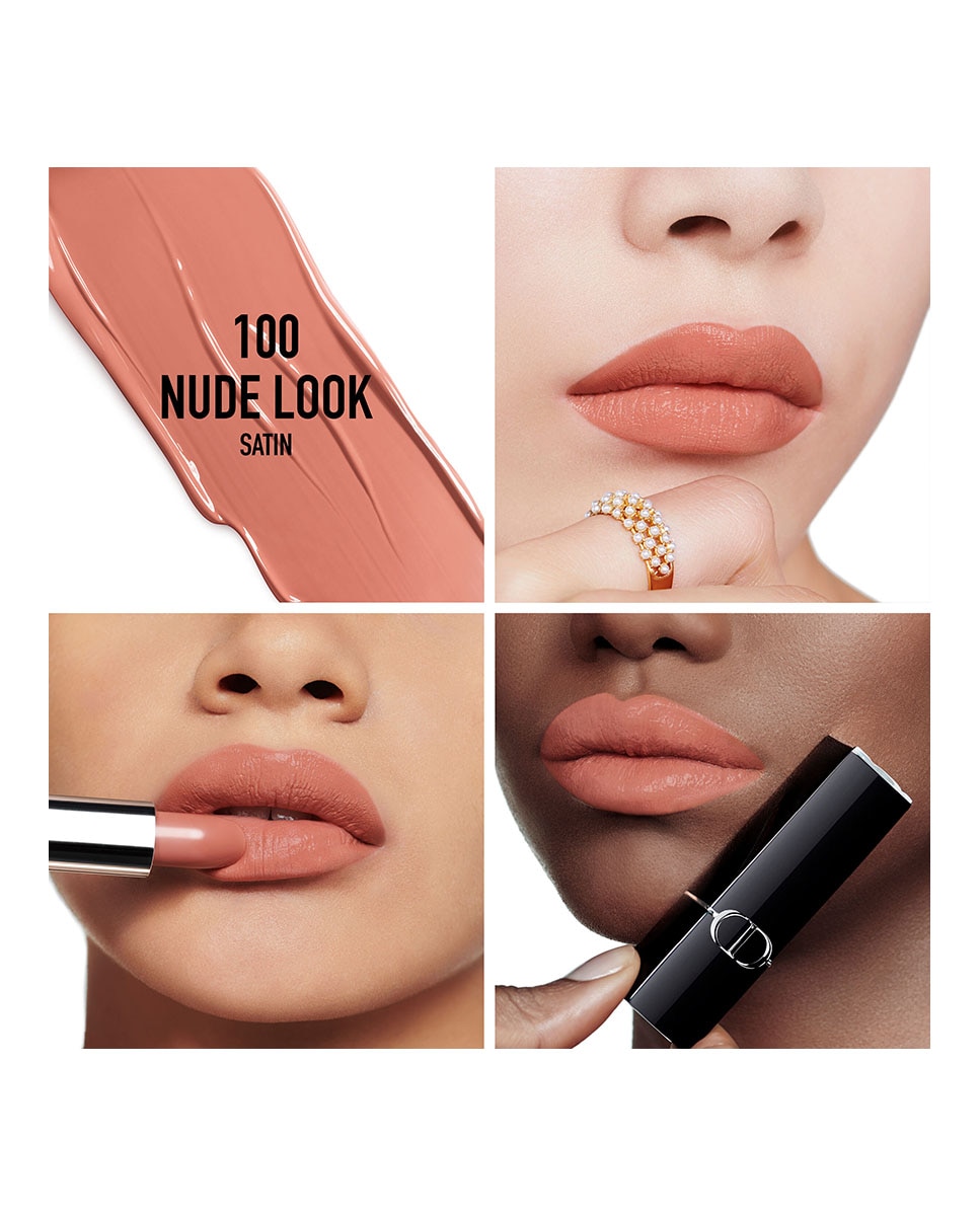 Rouge Dior La Recarga Recarga de barra de labios - 2 acabados: aterciopelado y satinado - 100 Nude Look acabado satinado 100 Nude Look acabado satinado-2