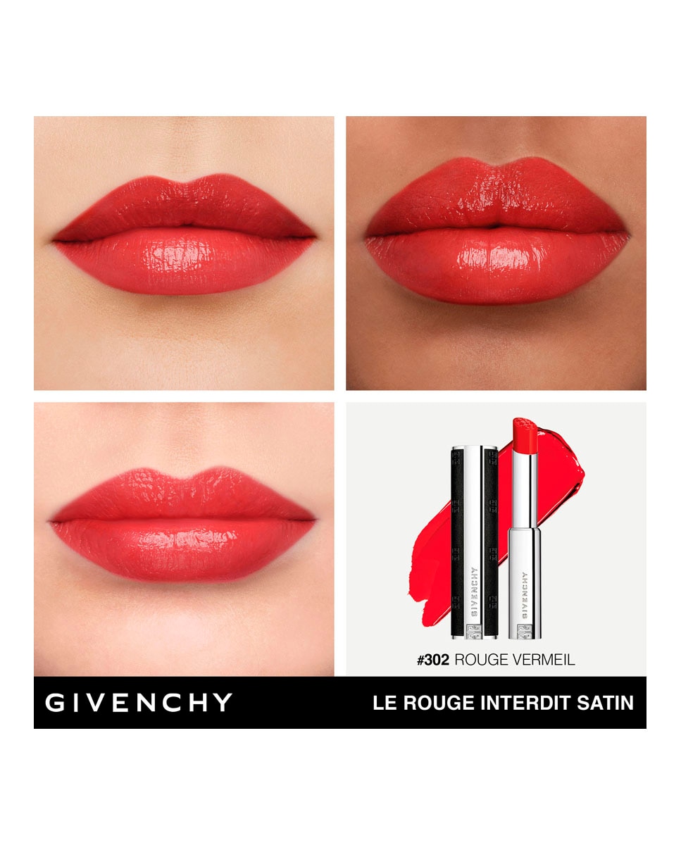 Barra de labios Le Rouge Interdit Satin Givenchy - N302 - ROUGE VERMEIL 2,7 gr N302 - ROUGE VERMEIL-4