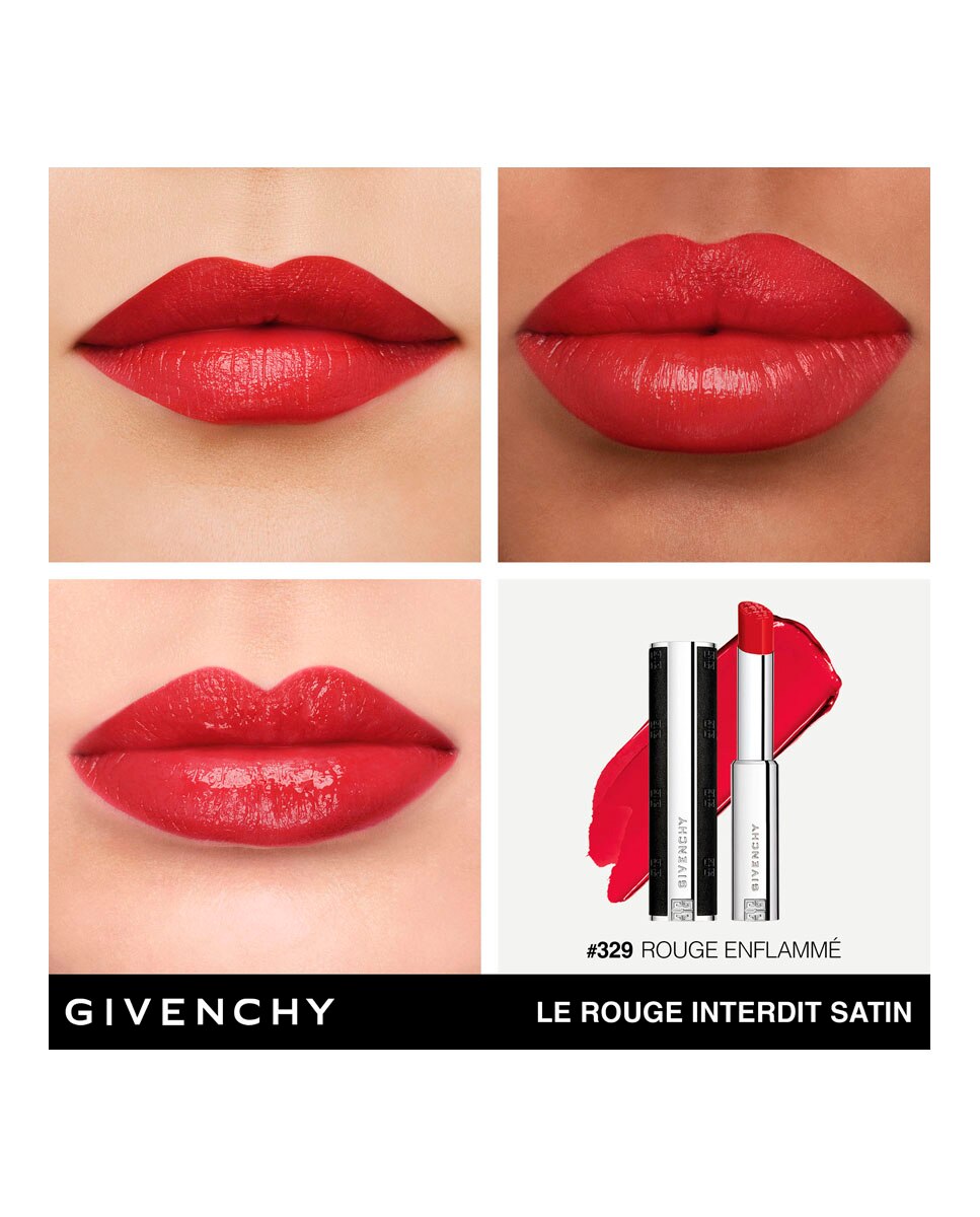 Barra de labios Le Rouge Interdit Satin Givenchy - N329 - ROUGE ENFLAMMÉ 2,7 gr N329 - ROUGE ENFLAMMÉ-4