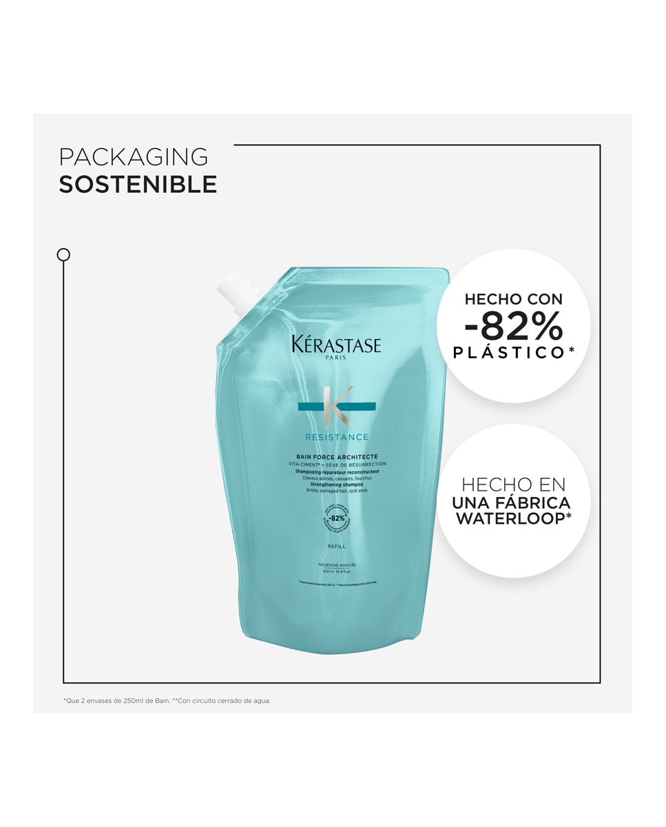 Recarga de Champú para Cabello Dañado Résistance Bain Force Architecte 500 ml Kérastase - 500 ml 6