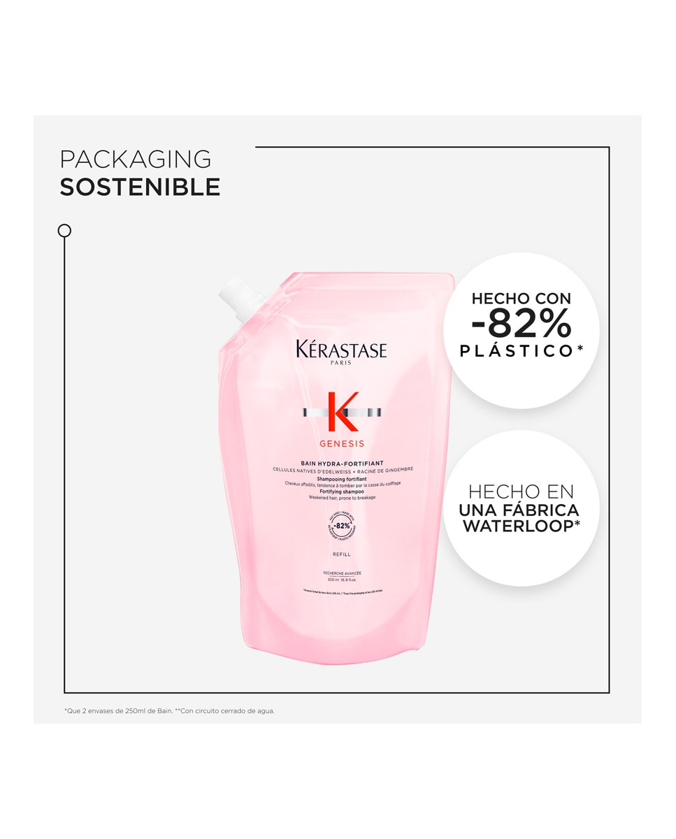 Recarga de Champú Fortificante Anti Caída por Rotura Capilar Bain Hydra-Fortifiant Refill Pouch Kérastase - 500 ml 6