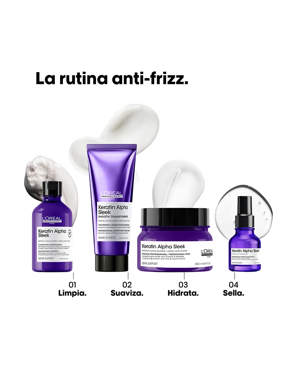 Crema de Peinado Smooth Transformer Keratin Alpha Sleek Serie Expert 200 Ml L'oreal Prossionnel 5