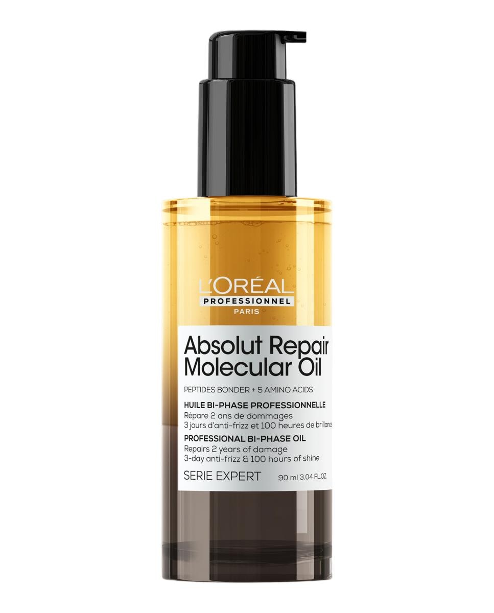 L’Oréal Professionnel Aceite Bifásico Reparador_ 100 Horas de Brillo_ Antifrizz_ Protector Térmico_ Sin Aclarado_ para Cabello Dañado_ Absolut Repair Molecular_ 90ml 1
