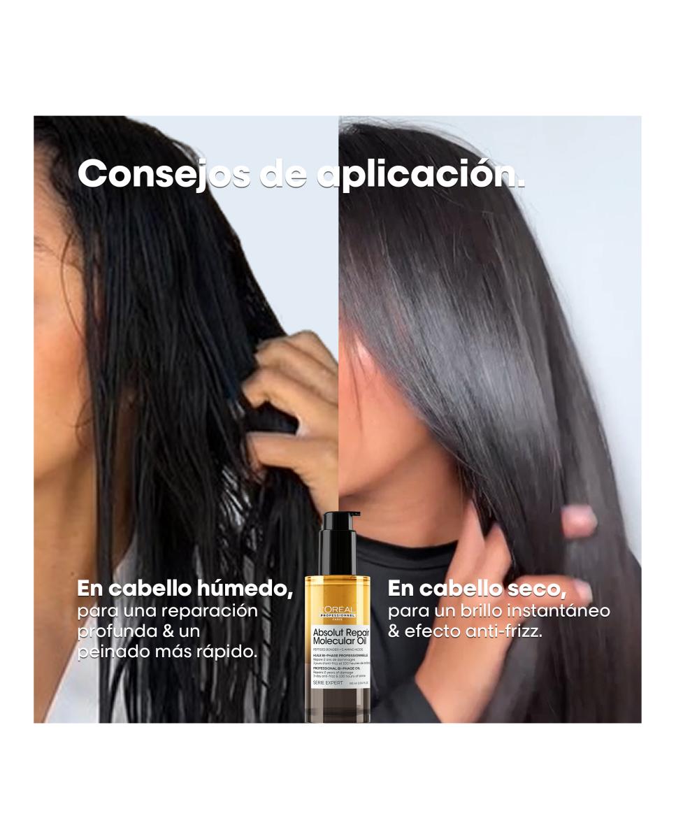 L’Oréal Professionnel Aceite Bifásico Reparador_ 100 Horas Brillo_ Antifrizz_ Protector Térmico_Sin Aclarado_ Cabello Dañado_ Absolut Repair Molecular_ MINI 30ml 6