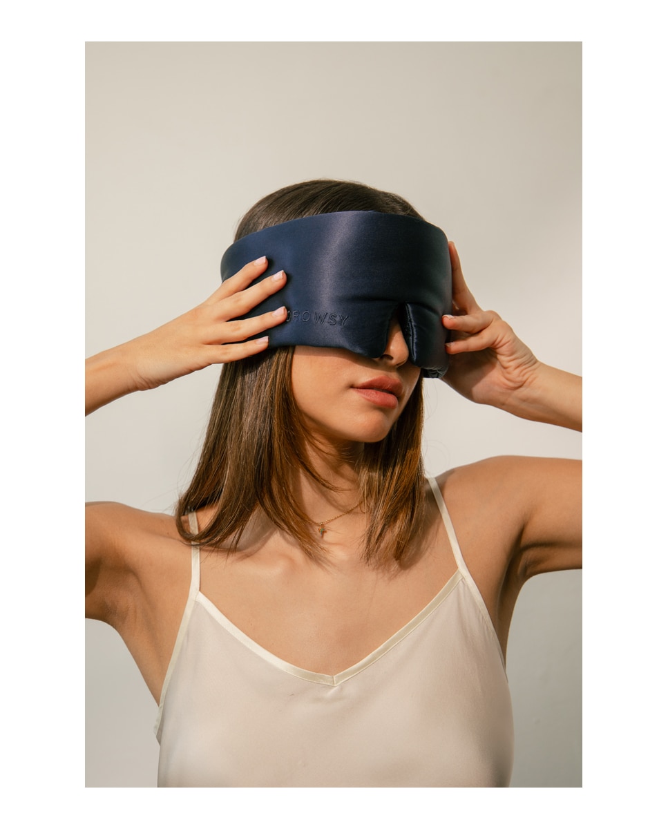 Antifaz de Seda Protección de Pestañas Midnight Blue Drowsy 5