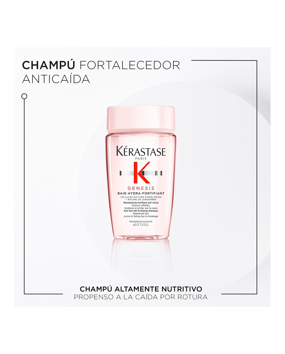 Cofre Genesis con Champú Bain Hydra-Fortifiant, Fondant Renforçateur y Défense Thermique Kérastase 2