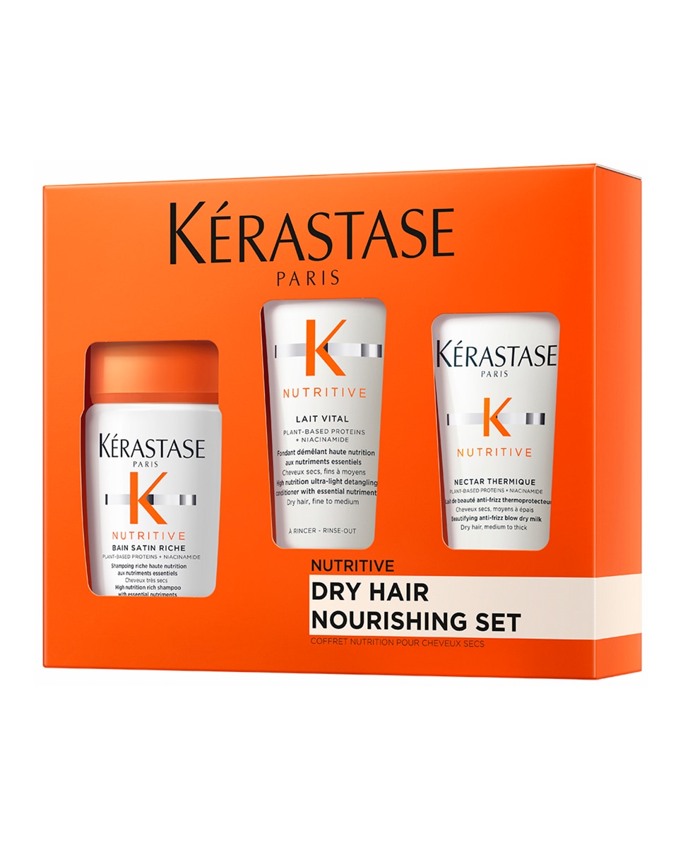Imagen 0 de Cofre Nutritive con Champú Bain Satin Riche, Acondicionador Lait Vital y Nectar Thermique Kérastase