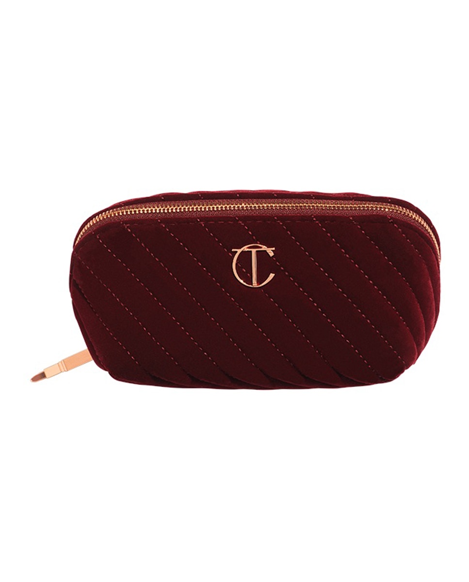 Organizador de Maquillaje Velvet Make Up Bag Mediano Charlotte Tilbury Night Crimson