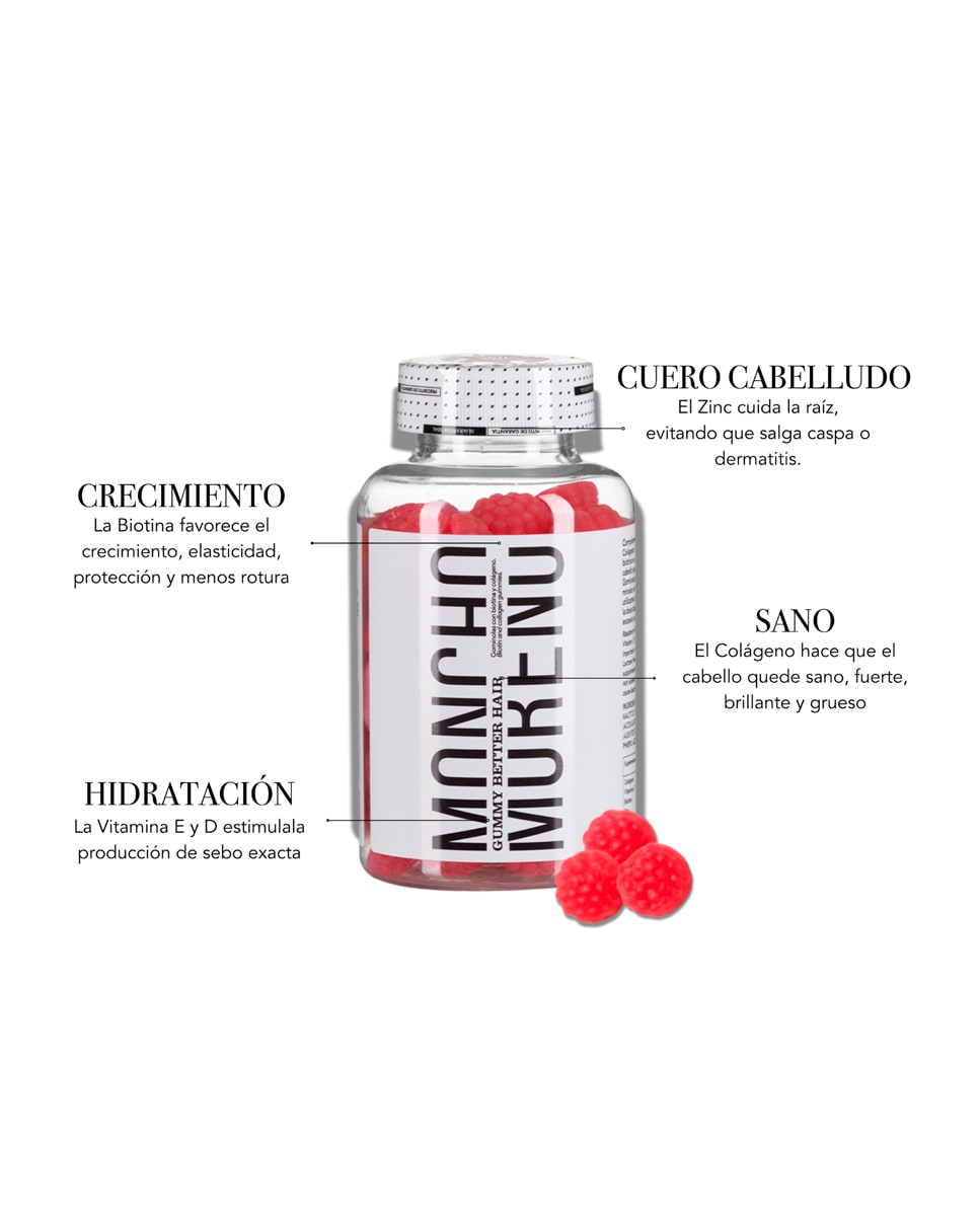 Complemento alimenticio en gominolas para el crecimiento capilar 270 gr Moncho Moreno 3