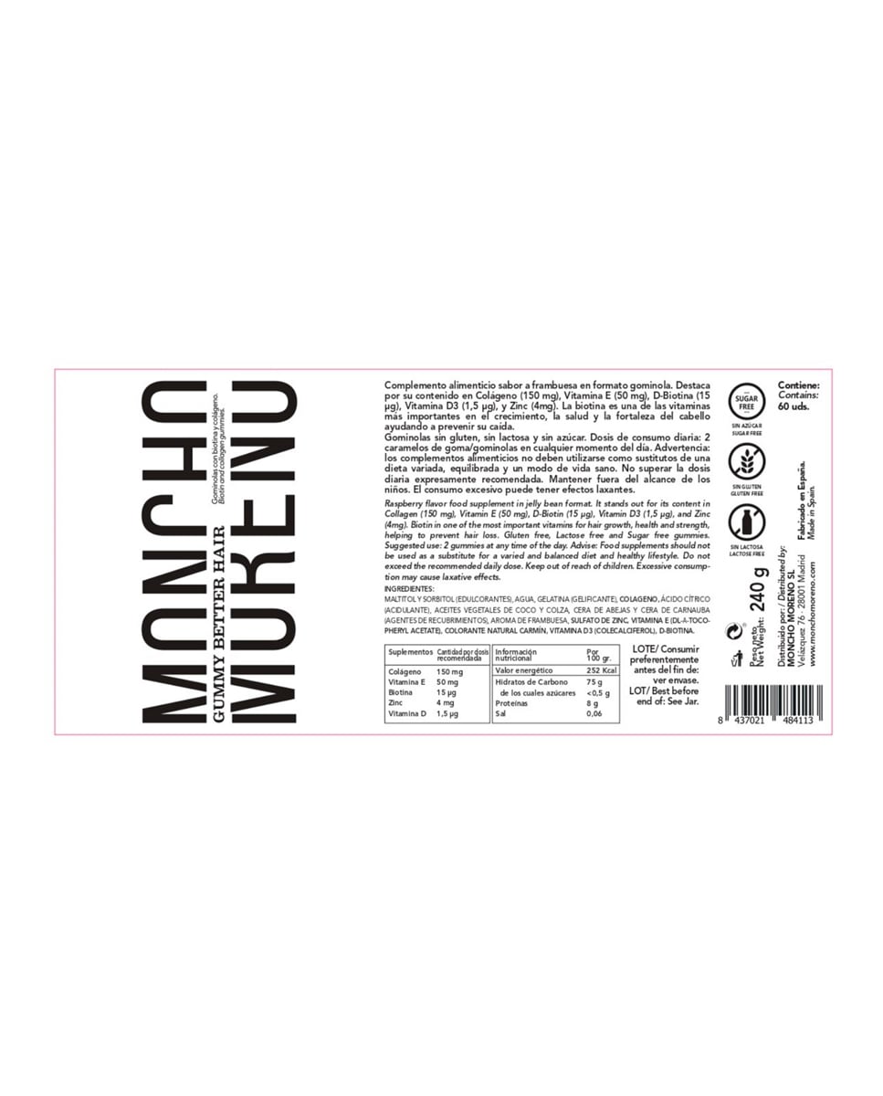 Complemento alimenticio en gominolas para el crecimiento capilar 270 gr Moncho Moreno 4
