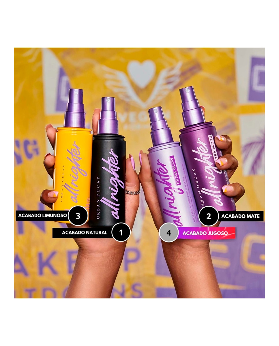 Imagen 4 de Fijador de maquillaje Complexion & Setting Spray All Nighter Setting Spray Extra Glow Urban Decay - 116 ml