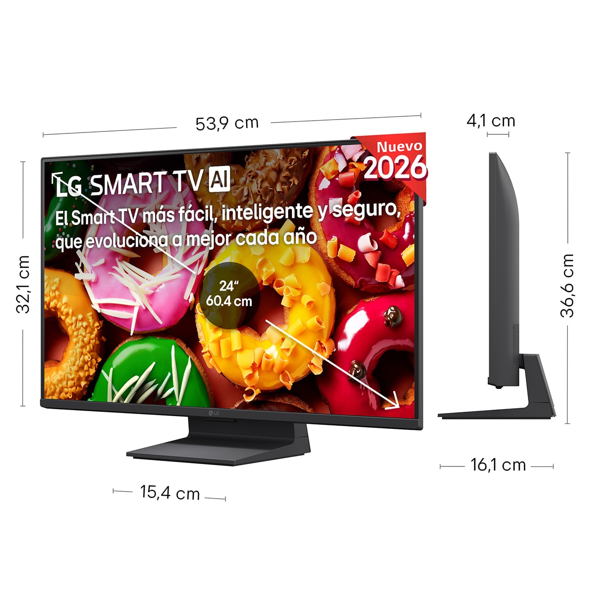 TV LED 60 cm (24") LG AI 24LB70006LA.AEU, Full HD Smart TV 2026 - Gris oscuro / Negro Gris oscuro / Negro-2