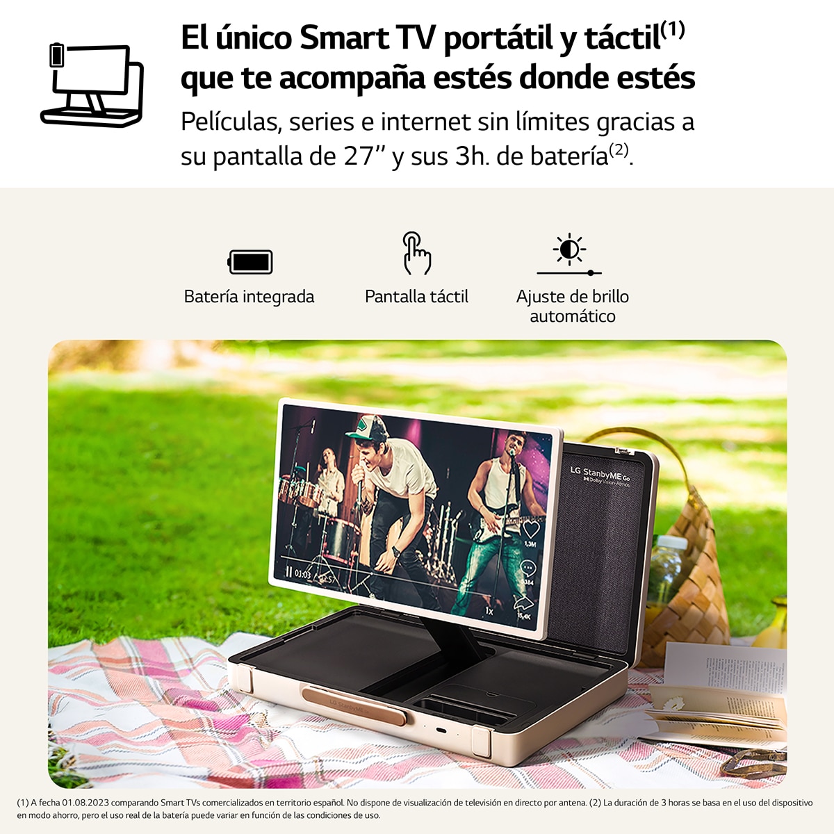 Smart TV LED 67 cm (27") LG StanbyME GO 27LX5QKNA, portátil y táctil, procesador Inteligente a7 Gen 5 con IA, HDR10, webOS 22 Beige-3