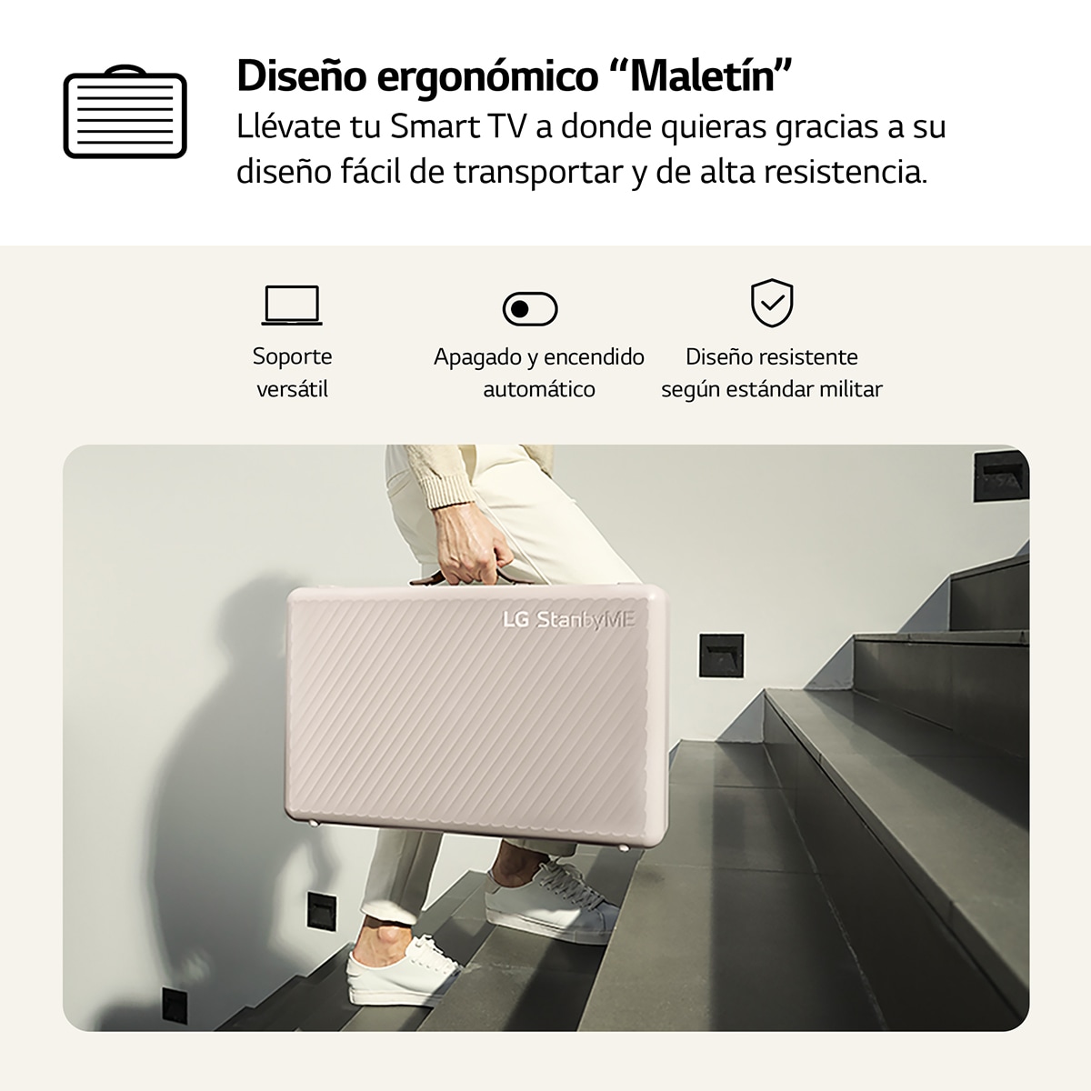 Smart TV LED 67 cm (27") LG StanbyME GO 27LX5QKNA, portátil y táctil, procesador Inteligente a7 Gen 5 con IA, HDR10, webOS 22 Beige-4