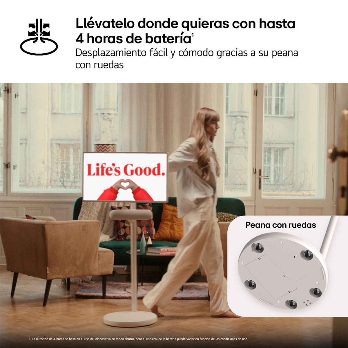 Smart TV LED 67 cm (27") LG StanbyME 2, 60 Hz, QHD, portátil y con pantalla táctil, procesador Inteligente a8 IA, HDR10, webOS 24 Beige-5