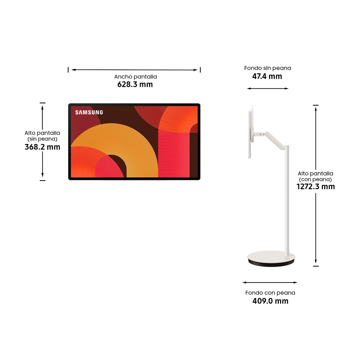 Smart TV Portátil LED 68,5cm (27") Samsung The Movingstyle UE27LSM7FAXXXE, QHD Blanco-3