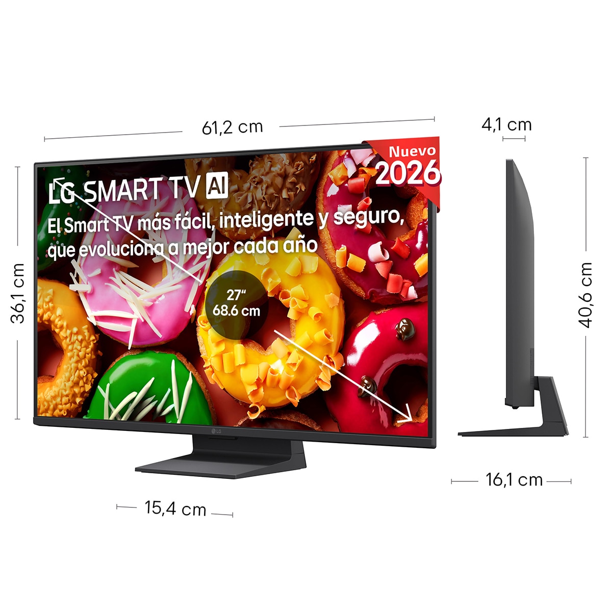 TV LED 67 cm (27") LG AI 27LB70006LA.AEU, Full HD Smart TV 2026 - Gris oscuro / Negro Gris oscuro / Negro-2