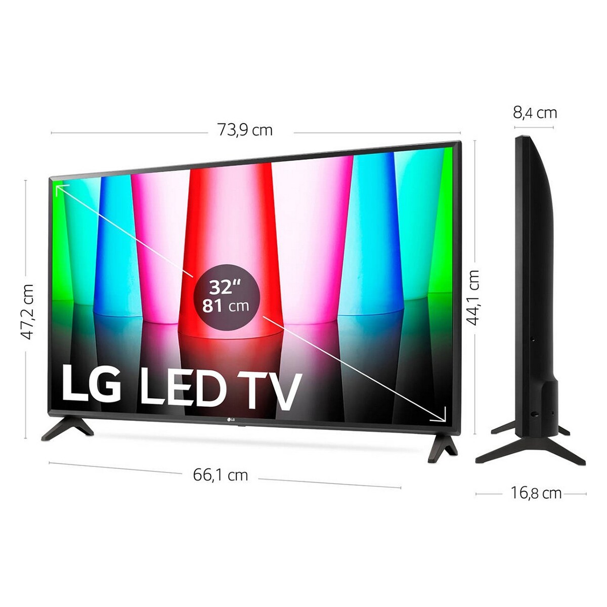 TV LED 80 cm (32") LG 32LQ570B6LA, HD, Procesador a5 Gen 5, Smart TV webOS22 Negro-2