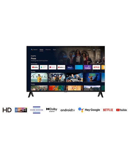 TV LED 80 cm(32") TCL 32S5400AF, Full HD Smart TV, Android TV, compatible Google Assistant, Chromecast y Google Home, Diseño delgado - Negro Negro-3