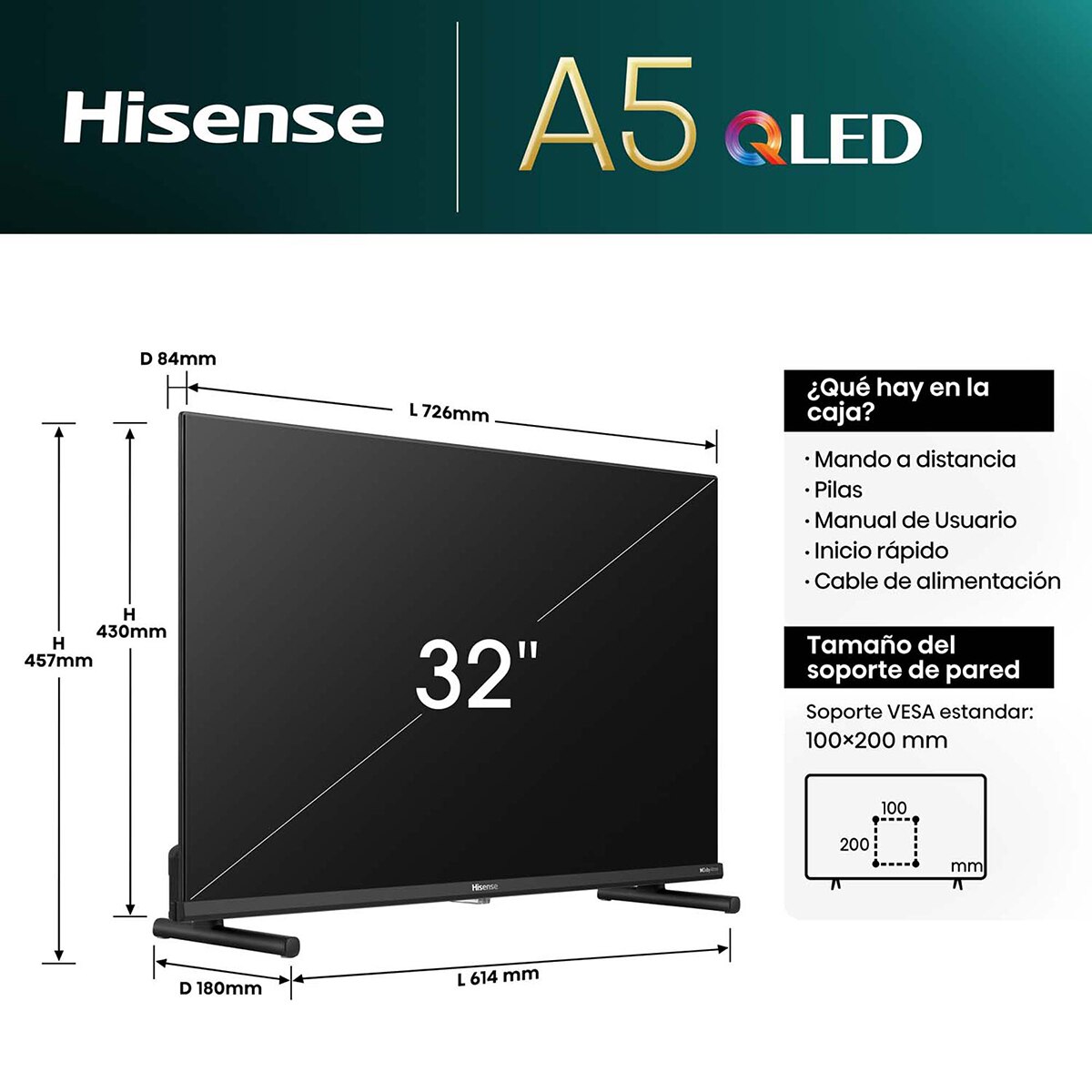 TV QLED 80cm (32") Hisense 32A5NQ Full HD Smart TV Negro-2