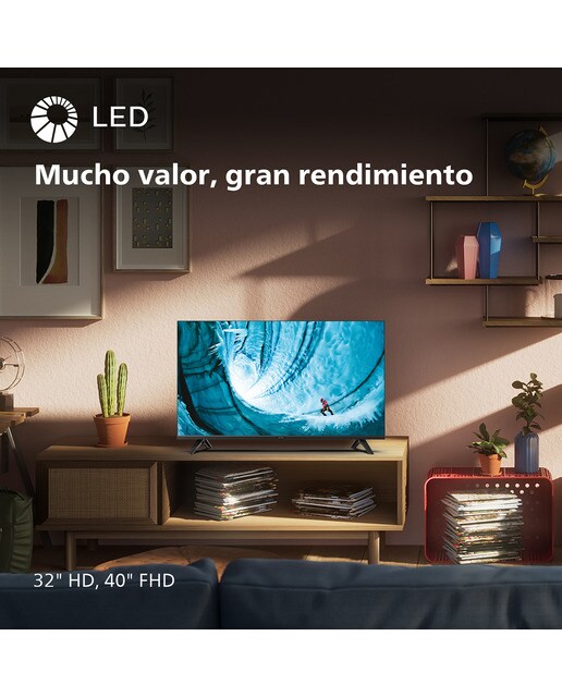 TV LED 80cm (32") Philips 32PHS6009 HD, Dolby Audio, Titan OS, Smart TV Negro mate-6