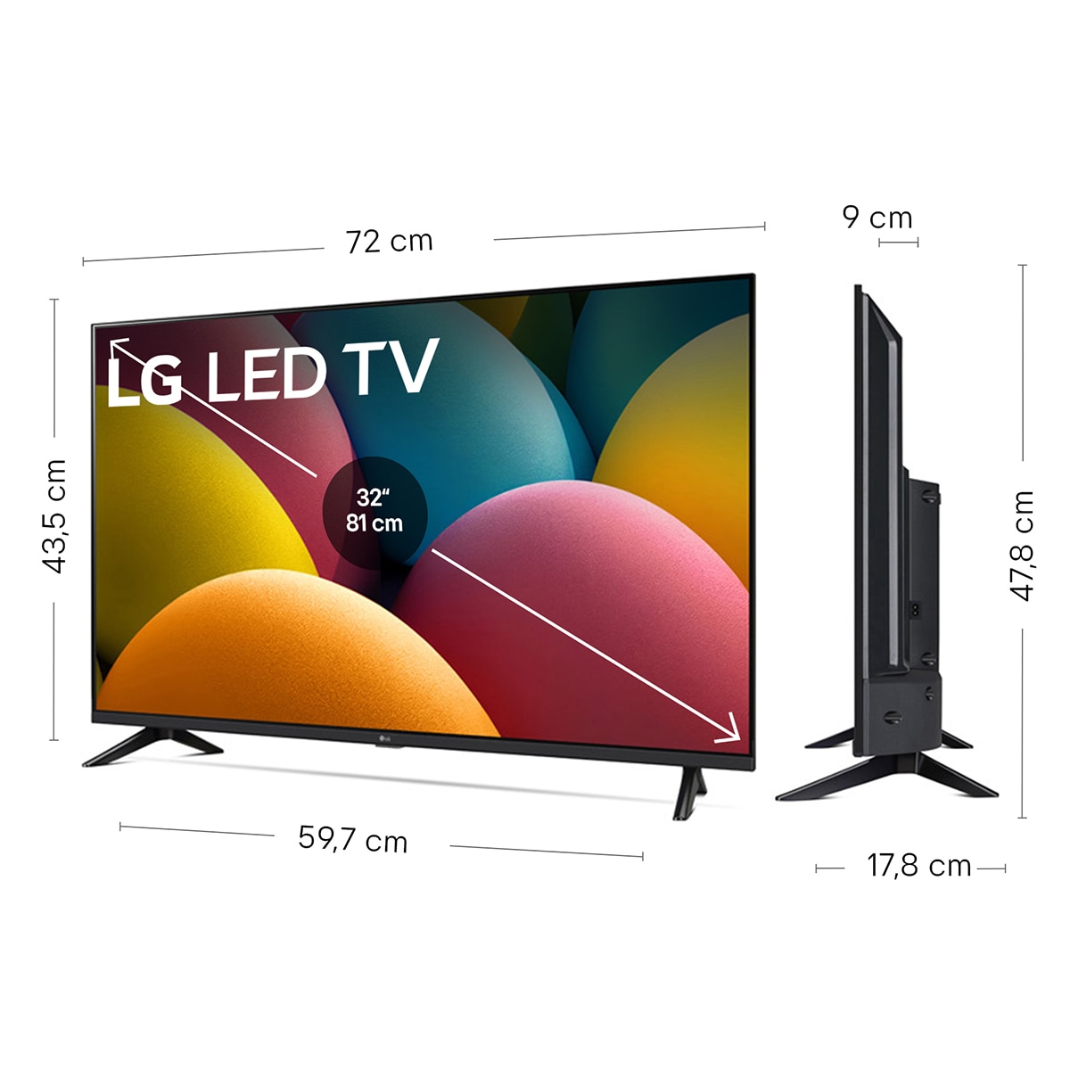 TV LED 80cm (32") LG 32LR60006LA, Full HD, AI, Smart TV Negro-2