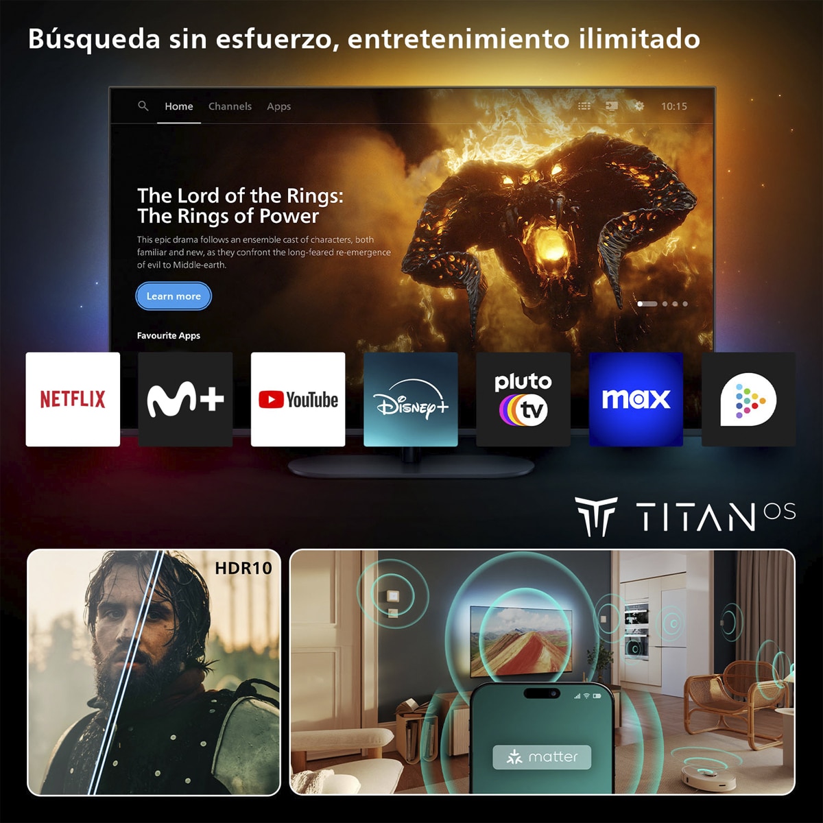 TV LED 80 cm (32") Philips Ambilight 32PFS6900/12 Full HD, Dolby audio, Titan OS, Smart TV Carbón-6