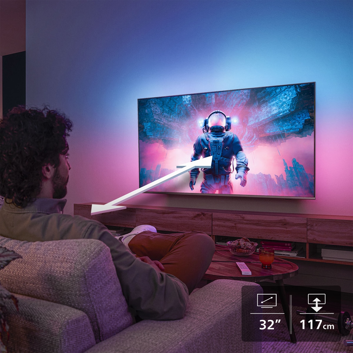 TV LED 80 cm (32") Philips Ambilight 32PFS6900/12 Full HD, Dolby audio, Titan OS, Smart TV Carbón-8