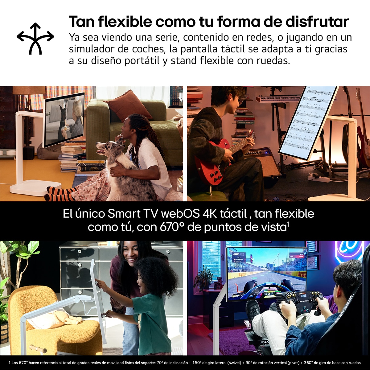 LG Smart Monitor Swing, 80cm (31,5"), 60 HZ, 4K UHD, táctil, LG webOS 24, peana portátil y flexible Blanco-2