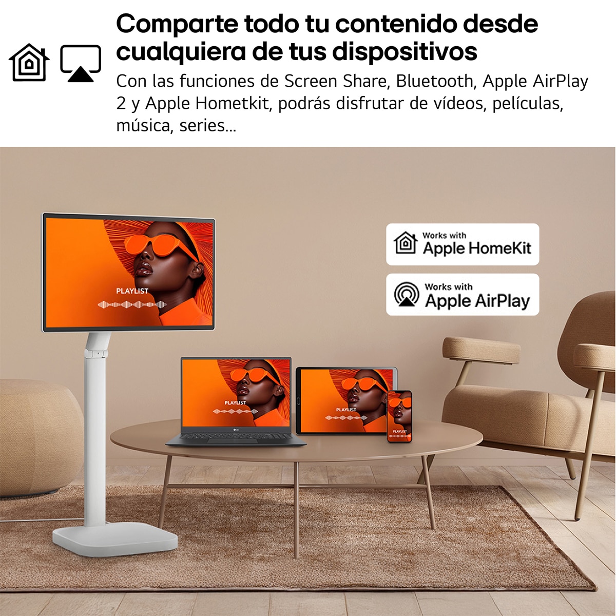 LG Smart Monitor Swing, 80cm (31,5"), 60 HZ, 4K UHD, táctil, LG webOS 24, peana portátil y flexible Blanco-10