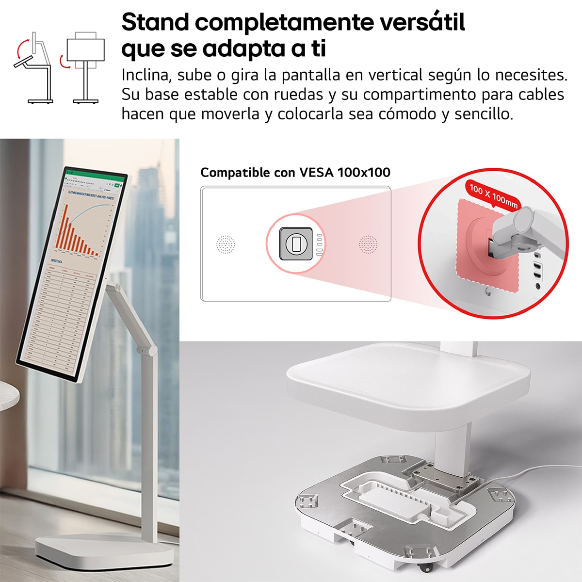 LG Smart Monitor Swing, 80cm (31,5"), 60 HZ, 4K UHD, táctil, LG webOS 24, peana portátil y flexible Blanco-11
