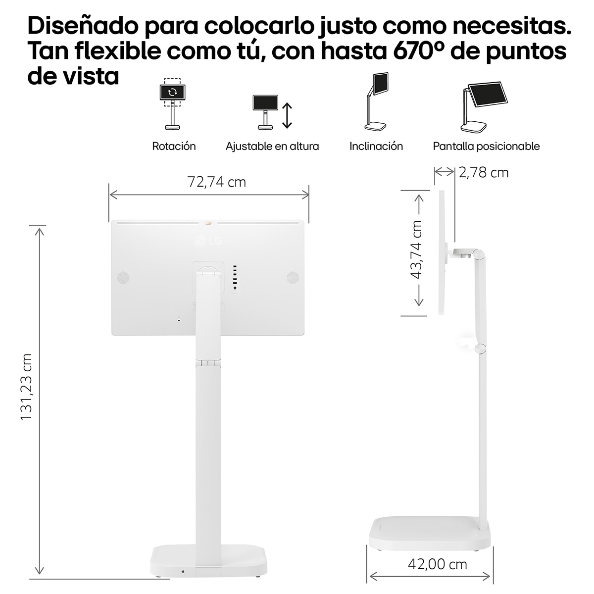 LG Smart Monitor Swing, 80cm (31,5"), 60 HZ, 4K UHD, táctil, LG webOS 24, peana portátil y flexible Blanco-12