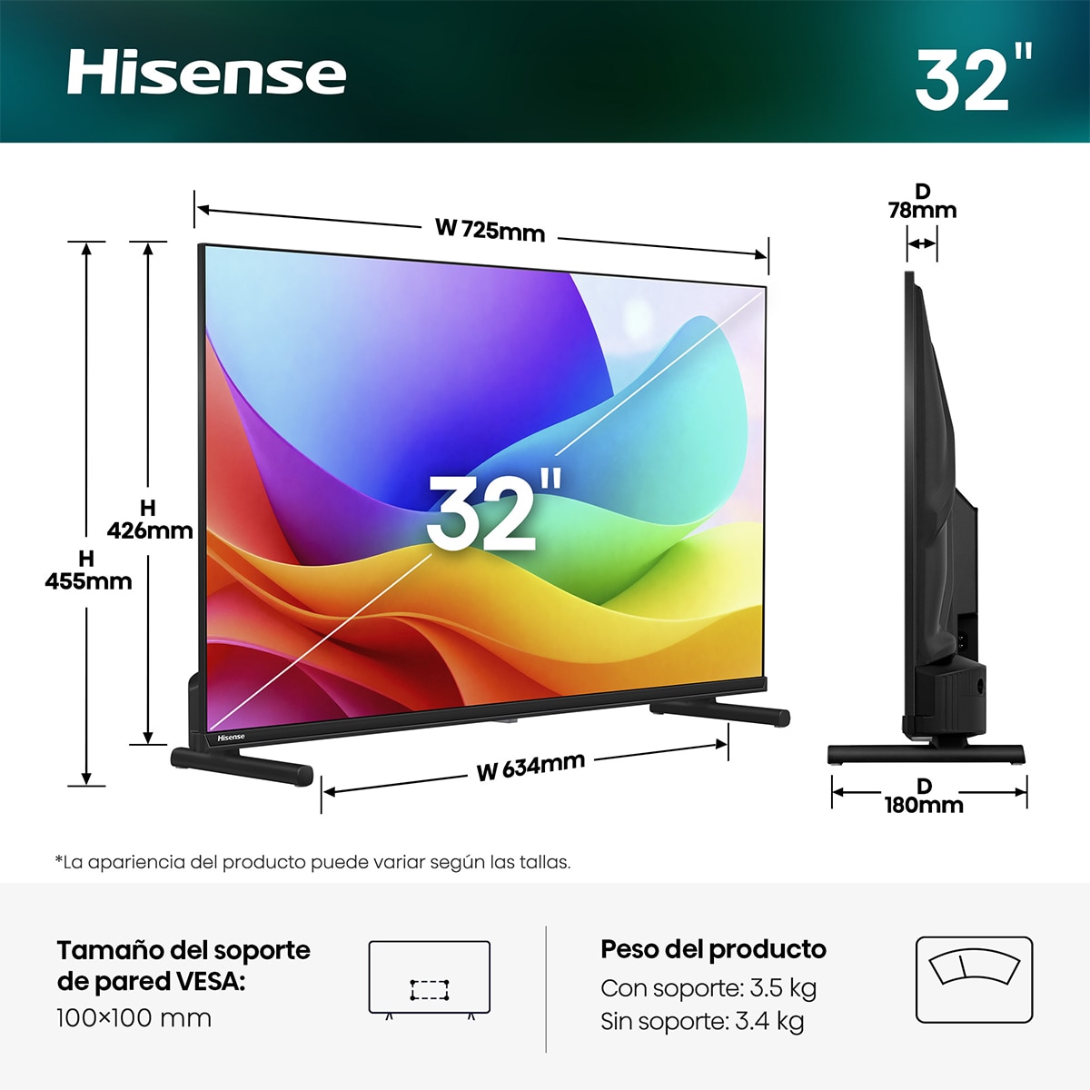 TV HI-QLED 32" (80 cm) Hisense 32A5S Full HD Smart TV con IA Negro-3