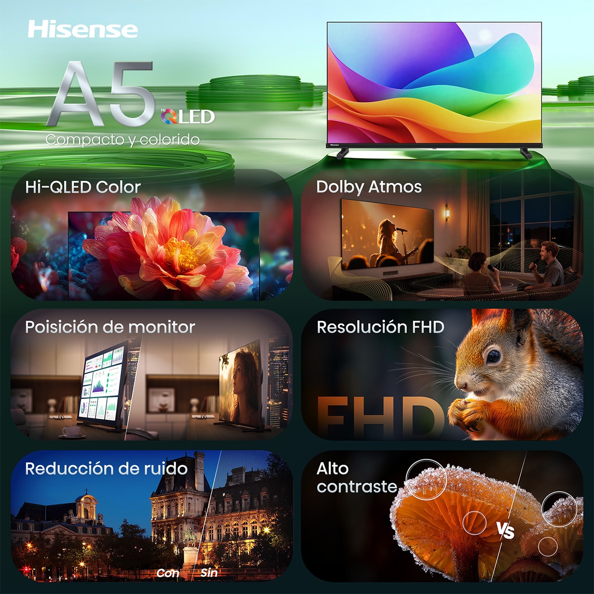 TV HI-QLED 32" (80 cm) Hisense 32A5S Full HD Smart TV con IA Negro-4