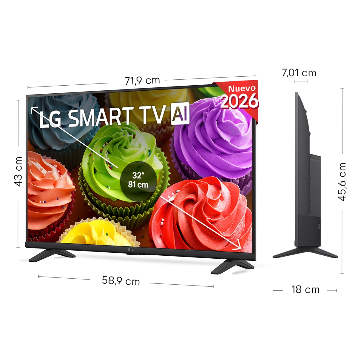 TV LED 80 cm (32") LG 32LB650B6LA HD, Smart TV, AI, LB65 - Gris oscuro / Negro Gris oscuro / Negro-2