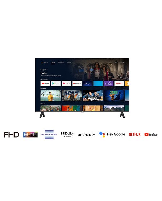 TV LED 101 cm (40") TCL 40S54, Full HD Android TV, compatible Google Assistant, Chromecast y Google Home, Diseño sin marco Negro-3