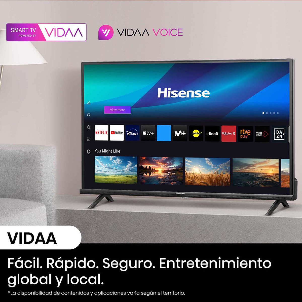 TV LED 100cm (40") Hisense 40A4N Full HD, Smart TV VIDAA U7 Negro-8