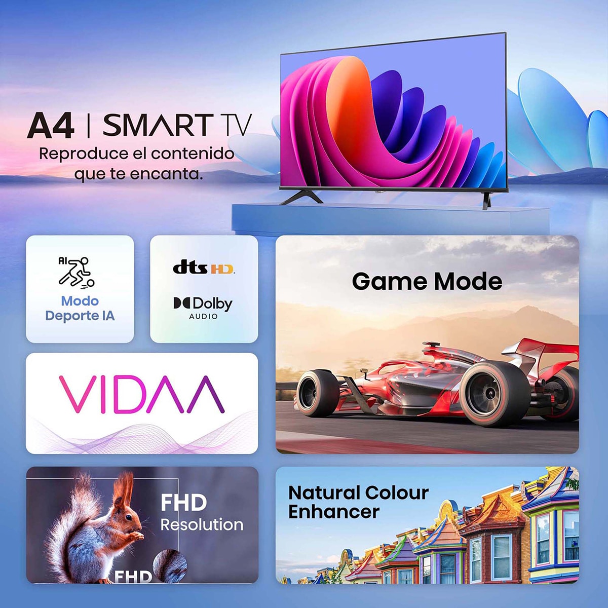 TV LED 100cm (40") Hisense 40A4N Full HD, Smart TV VIDAA U7 Negro-12