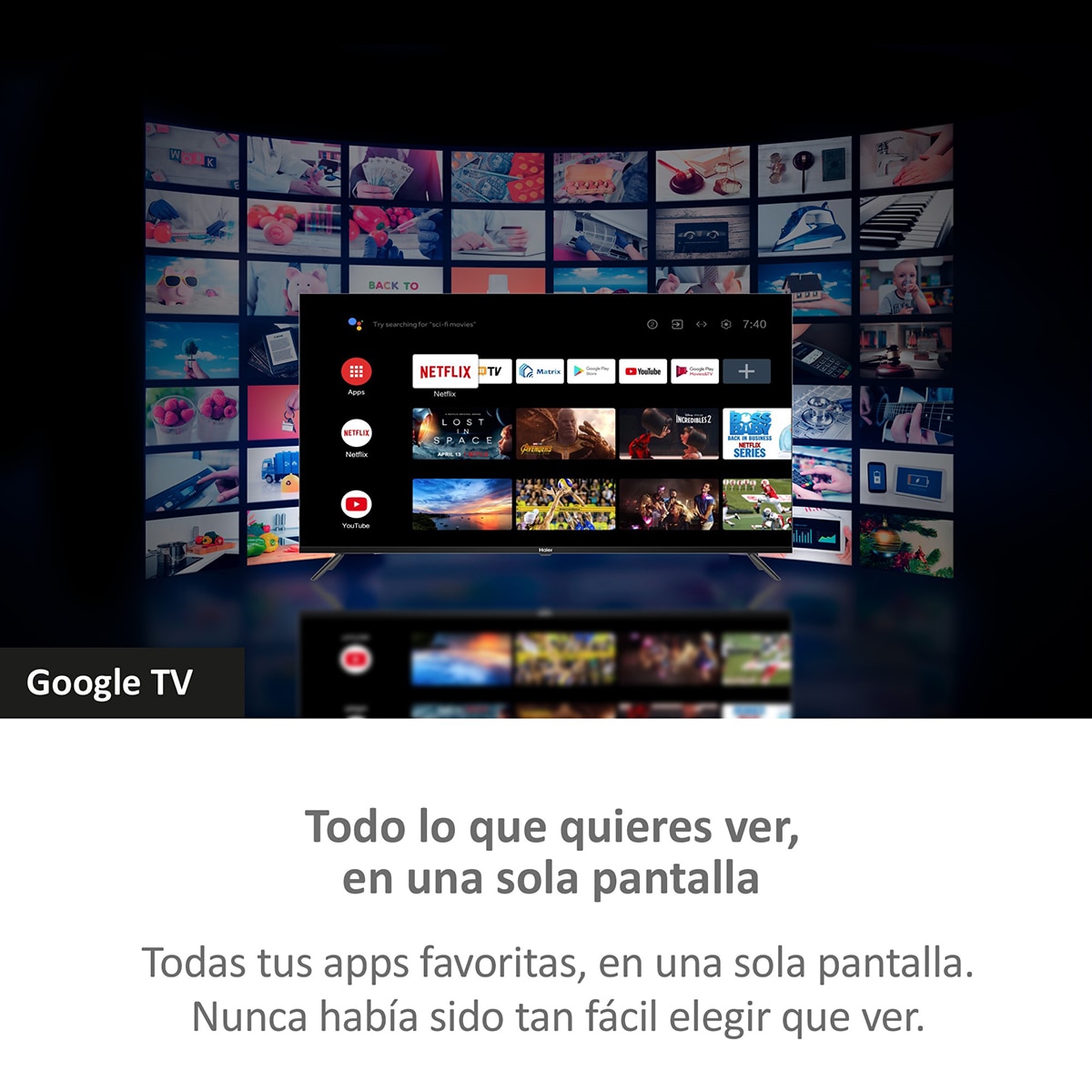 TV LED 101 cm (40") Haier H40K85EFX Full HD, Smart Google TV, HDR10 Negro-4