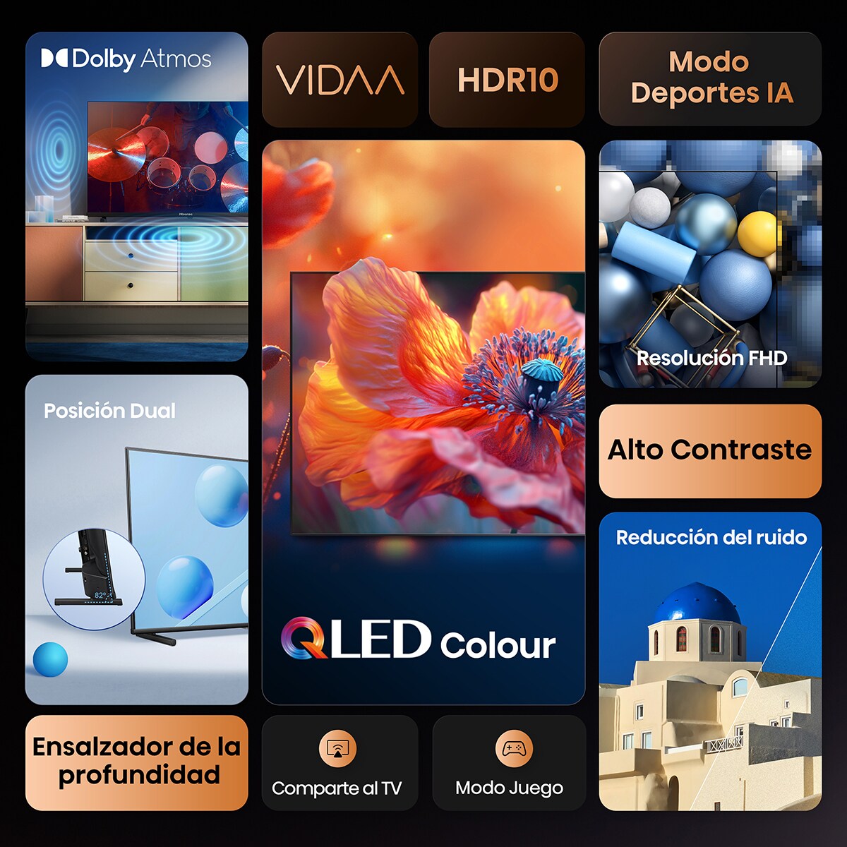 TV QLED 100 cm (40") Hisense 40A5Q, Full HD, Smart TV Negro-3