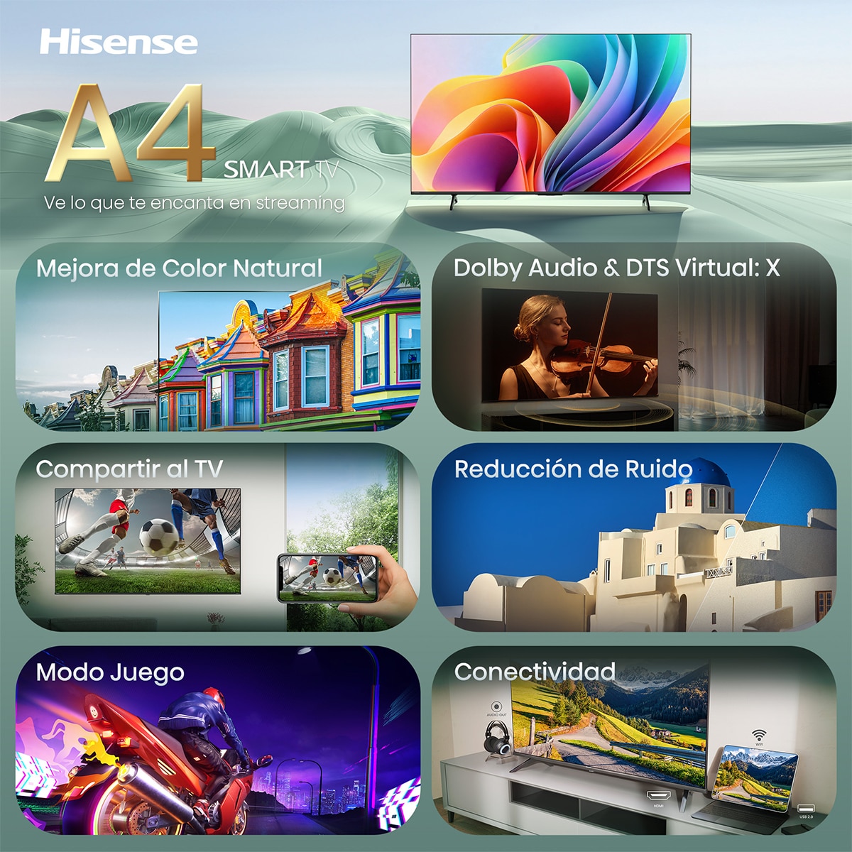 TV LED 40" (100 cm) Hisense 40A4S Full HD Smart TV Negro-3