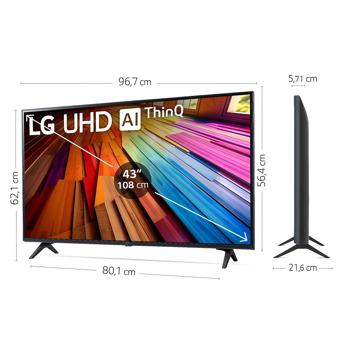 TV LED 108cm (43") LG 43UT80006LA UHD 4K con Smart TV WebOS24 Negro / Azul-2