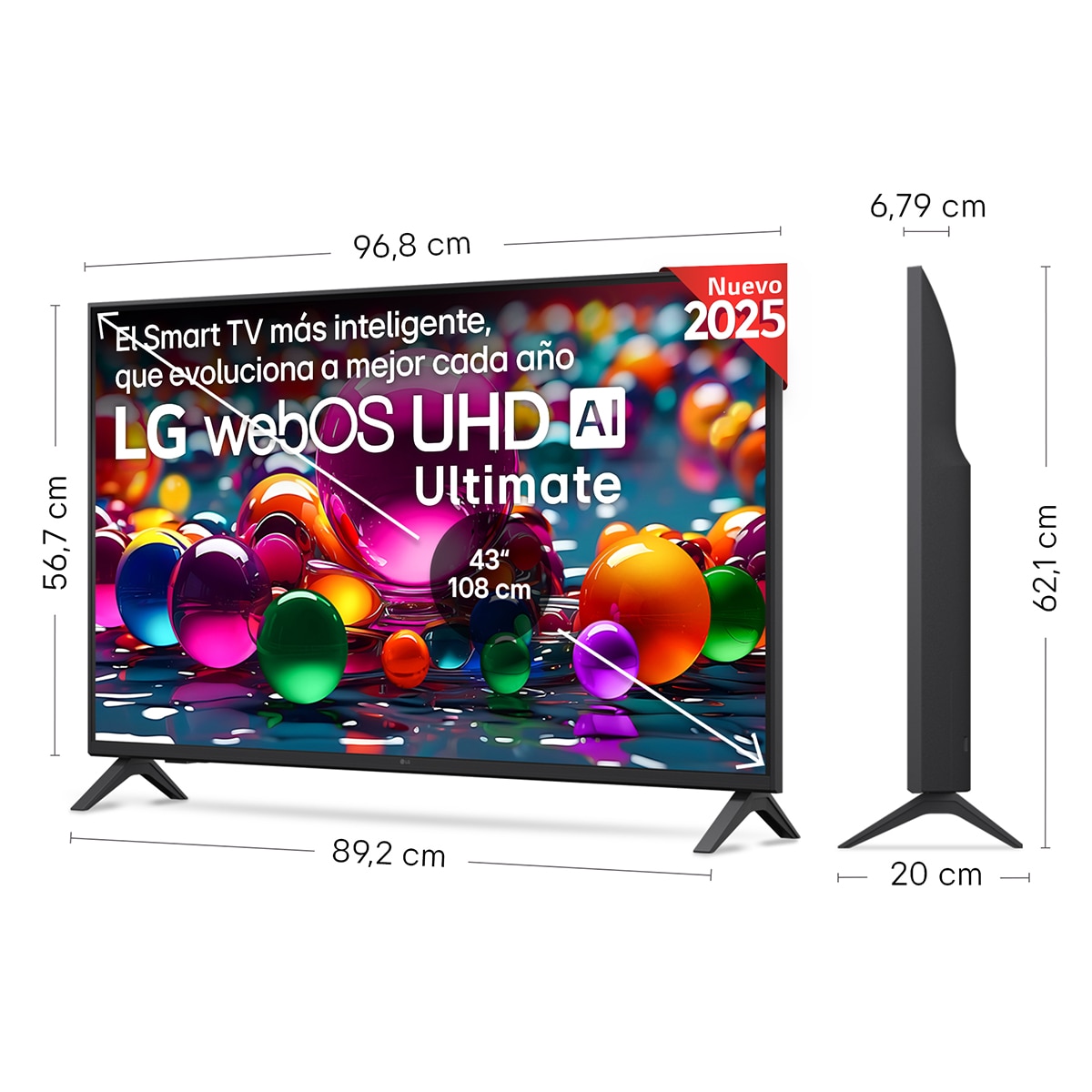 TV LED 108cm (43") LG UHD Ultimate AI 43UA75006LA, 4K Smart TV Negro-2