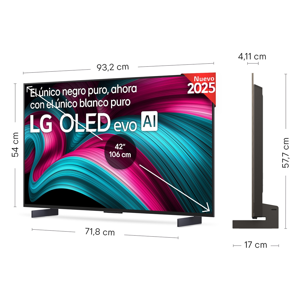 TV OLED evo AI C5 106cm (42") LG OLED42C55LA, Smart TV 4K Negro-2