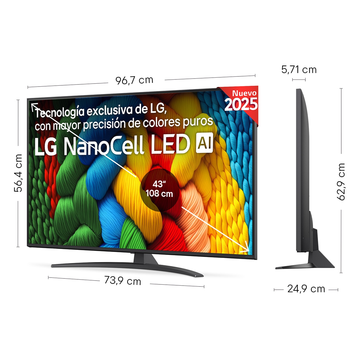 TV LED NanoCell AI 108cm (43") LG 43NANO81A6A, 4K Smart TV Negro-2