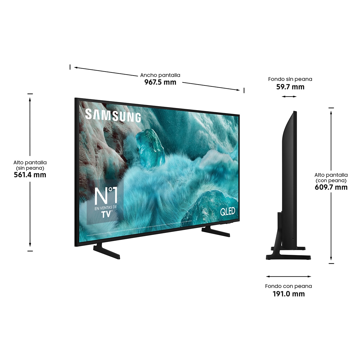 TV QLED 108cm (43") Samsung TQ43Q7FAAUXXC 4K Vision AI Quantum dot Smart TV Negro-2