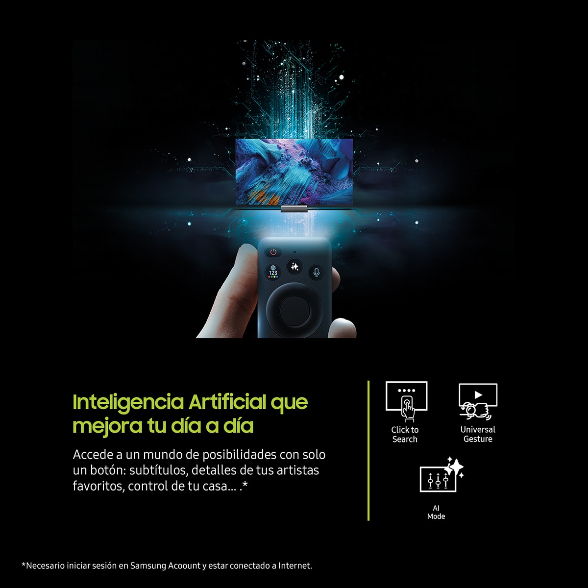 TV QLED 108cm (43") Samsung TQ43Q7FAAUXXC 4K Vision AI Quantum dot Smart TV Negro-4