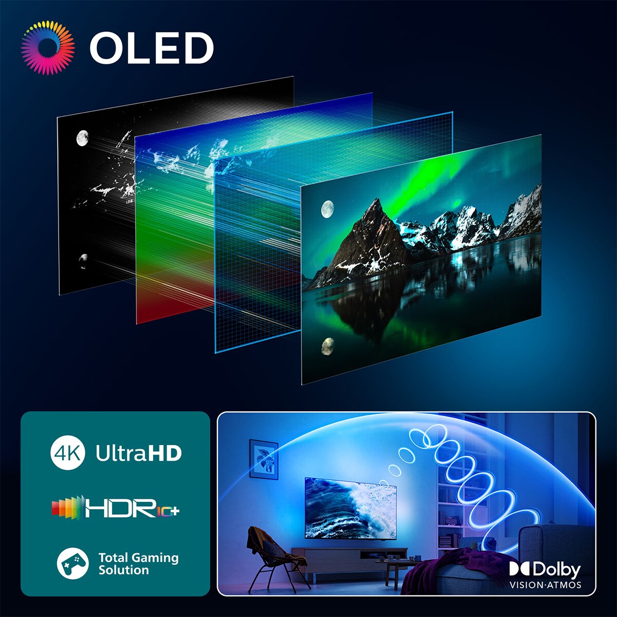 TV OLED 106 cm (42") Philips Ambilight 42OLED820/12 UHD 4K, Dolby Vision y Dolby Atmos, Google TV, Smart TV Negro-4